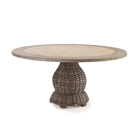 Round Pedestal Dining Table with Stone Top